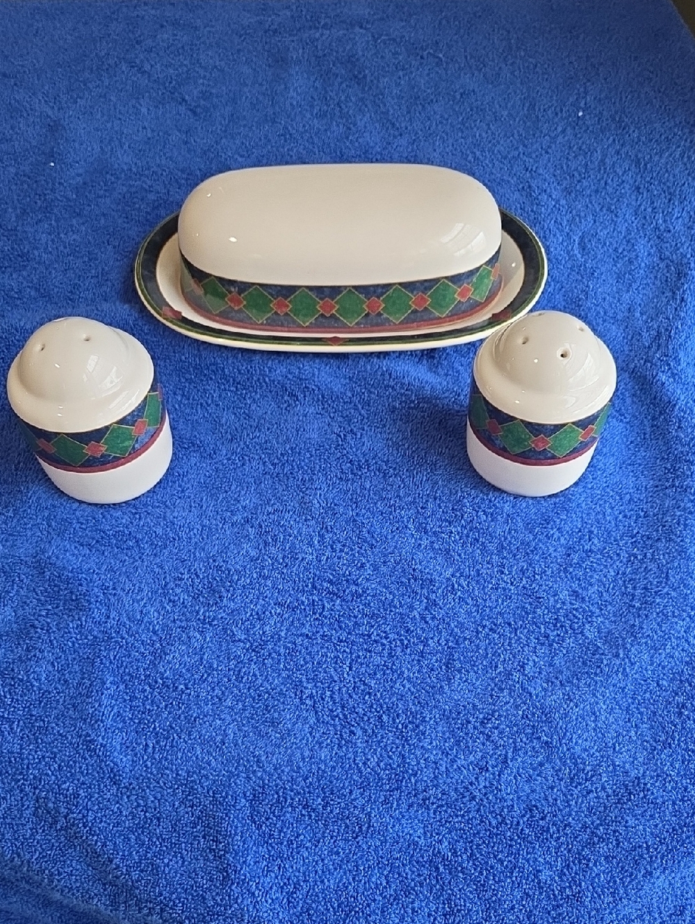 Butter Dish With Salt & Pepprr Shakers